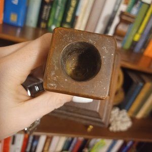 Vintage Wood Candlestick Holder Set